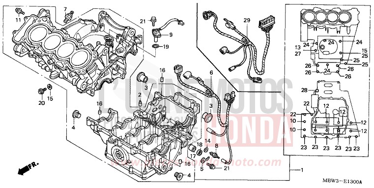 KURBELGEHAEUSE von CBR600F VR Special PEARL FLASH YELLOW (Y163) von 2001